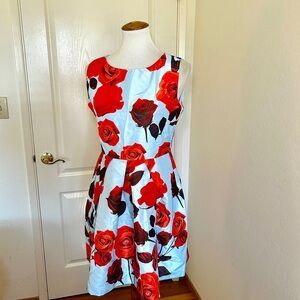 Sky blue Floral Midi Dress